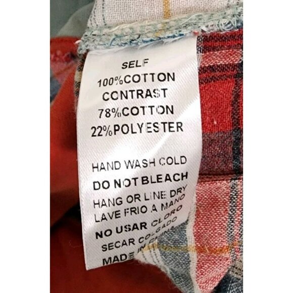 Easel Clothing Star Patch Mineral Washed Hoodie Pullover Sage Plaid Detail 1X - Picture 7 of 7